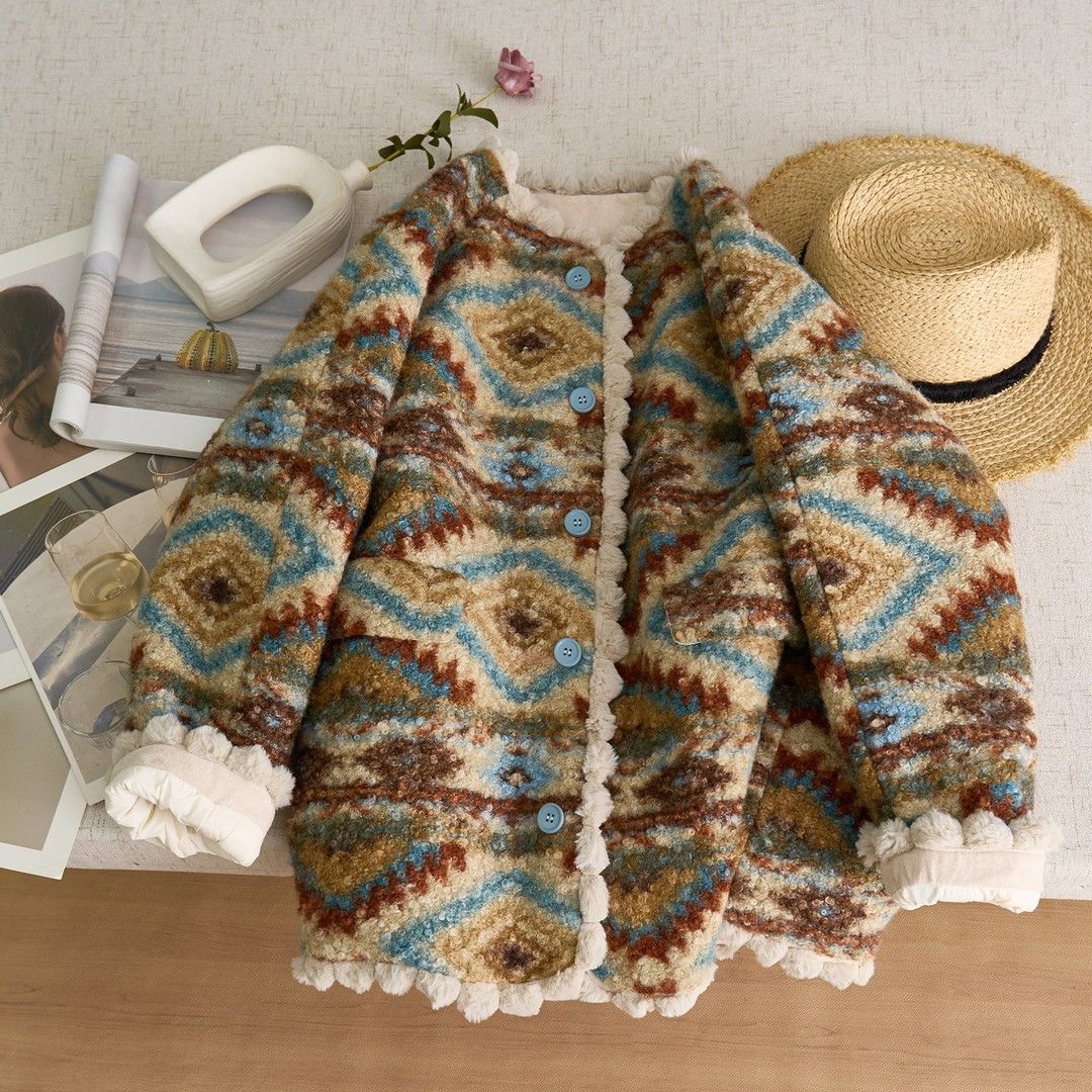 Retro Jacquard Jacket Spring and Autumn Women's Coat Unique Lace Design Sense Jacket High End Elegance