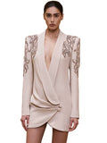 2026 Newest Designer Sequin Bead Luxury Blazer Jacket Women's Single Breasted Slim Long Brazer Vestidos