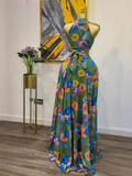Fall Women O-neck Sleeveless Print Mermaid Maxi Dress Evening Birthday Beach Sexy Night Party Long Dresses