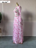 Women Long Sleeve Tie Dye Print O-neck Big Swing Midi A-line Long Maxi Dress 2026 Elegant Evening Birthday Party Dresses
