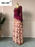 Women Print Full Sleeve Sashes Elegant Long Maxi Dress 2026 Fall Birthday Holiday Evening Sexy Party Dresses Vestidos