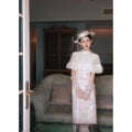Printed Sleeveless Qipao Dress+lace Shawl Atmosphere Set for Women's Clothing