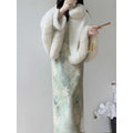 Dress Cheongsam 2026 New Winter Outfit Young Style Girl High-end Temperament Green Long Style Plus Velvet Dress