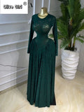 Women O-neck Long Sleeve Pleated Inner A-line Maxi Dress 2026 Evening Sexy Party Birthday Vacation Long Dresses Vestidos