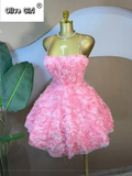 Women Rose Floral Spaghetti Strap Lace Up Back Midi Mini A-line Dress 2026 Street Birthday Party Dresses Trendy Vestidos