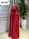 Women O-neck Long Sleeve Pleated Inner A-line Maxi Dress 2026 Evening Sexy Party Birthday Vacation Long Dresses Vestidos