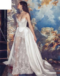 Customized White Strapless Satin Wedding Dresses Sleeveless Court Train Bridal Gowns 2025 Elegant A-Line Wedding Gowns
