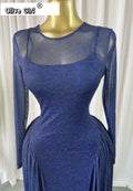 Women Lace Up O-neck Long Sleeve Big Swing A-line Maxi Dress 2026 Sexy Parties Education Vacation Long Dresses Vestidos