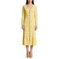 Black Casual Knit Midi Dresses For Women V Neck Gold signle Buttons Accent Textured Fabric Pleated Skirt For Office Commute