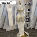 Women Flare Long Sleeve Stacked Ruched Mesh See Though with Tank Dress Maxi Long Dress 2025 Birthday Sexy Party Dresses