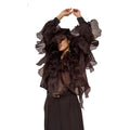 Chic Spliced Ruffles Solid Color Blouse for Women V Neck Long Sleeve Patchwork Sheer Design Loose Shirt Female Fashion Style