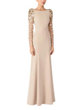 Diamonds Beaded Sequins Formal Evening Dress Lace Long Sleeves Mermaid Women's Gowns Trumpet Elegant Wedding Party Dress