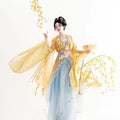 High-end Original Hanfu Dress with Golden Embroidery Flowers Tang-style Floor-length Ethereal and Charming Suitable for Spring and Summer Embroidery Daily Wear Classical Dance Costumes Cosplay Live Streaming and Travel