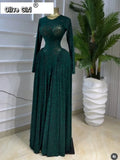 Women Lace Up O-neck Long Sleeve Big Swing A-line Maxi Dress 2026 Sexy Parties Education Vacation Long Dresses Vestidos