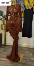 Women Long Sleeve Stacked Mesh See Though with Lining Bodycon Long Dress 2025 Autumn Evening Birthday Sexy Party Dresses