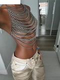 Hollow Chain Camisole Women Y2K Sexy Summer Coquette Backless Low-Neck Halter Midnight Clubwear Beach Vacation Vest