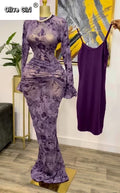 Women Long Sleeve Stacked Mesh See Though with Lining Bodycon Long Dress 2025 Autumn Evening Birthday Sexy Party Dresses