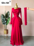 Women Skew Neck Flare Long Sleeve Ruched Stacked Maxi Long Dress Fall Birthday Evening Sexy Party Dresses with Scarf
