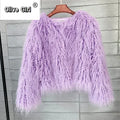 Solid Faux Fur Coats  Women Full Sleeve O-neck Open Stitch Covered Button Fur Jackets Winter Autumn Warm New Fashion