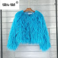 Solid Faux Fur Coats  Women Full Sleeve O-neck Open Stitch Covered Button Fur Jackets Winter Autumn Warm New Fashion