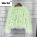 Solid Faux Fur Coats  Women Full Sleeve O-neck Open Stitch Covered Button Fur Jackets Winter Autumn Warm New Fashion