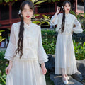 Oriental Classical Hanfu Top Stand-up Collar Embroidery with Improved Retro Skirt Two-piece Suit Women's Clothing