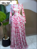 Women leaf Print patchwork smock Midi A-line Long Maxi Dress 2026 Elegant Evening Birthday Party Dresses Trendy Vestidos