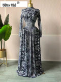 Women Plaid Round Neckline Long Sleeve Fit and Flare Long Maxi Dress 2025 Even Party Education Vacation Dresses Vestidos