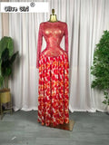 Women leaf Print patchwork smock Midi A-line Long Maxi Dress 2026 Elegant Evening Birthday Party Dresses Trendy Vestidos