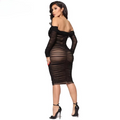 Sexy Black Mesh Summer Dress Women Slash Neck Folds Bodycon Dress Woman Party Night Vintage Elegant Dress Ladies Vestidos