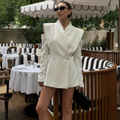 Chic Deconstructed Women's Blazer Full Sleeve Double-Breasted Waist-Closed Lady Jackets 2026 Autumn Female Street Coats New