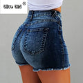 Summer Women Zipper Fly Washed Regular Denim Short Pants Classic Streetwear Fashion Shorts Jeans High Waisted Jeans