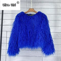 Solid Faux Fur Coats  Women Full Sleeve O-neck Open Stitch Covered Button Fur Jackets Winter Autumn Warm New Fashion