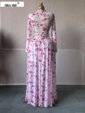 Women Long Sleeve Tie Dye Print O-neck Big Swing Midi A-line Long Maxi Dress 2026 Elegant Evening Birthday Party Dresses