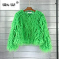 Solid Faux Fur Coats  Women Full Sleeve O-neck Open Stitch Covered Button Fur Jackets Winter Autumn Warm New Fashion