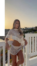 Silver Sequin Fringe 2 Piece Outfit Chic High‑neck Crop Top Mini Skirt Set 2026 Summer Beach Nightclub Party Women Matching Suit