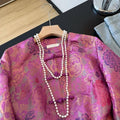 Round Neck Disc Buckle Padded Cotton Coat Top Satin Jacquard Warm with Thickened Top Two-piece Coat