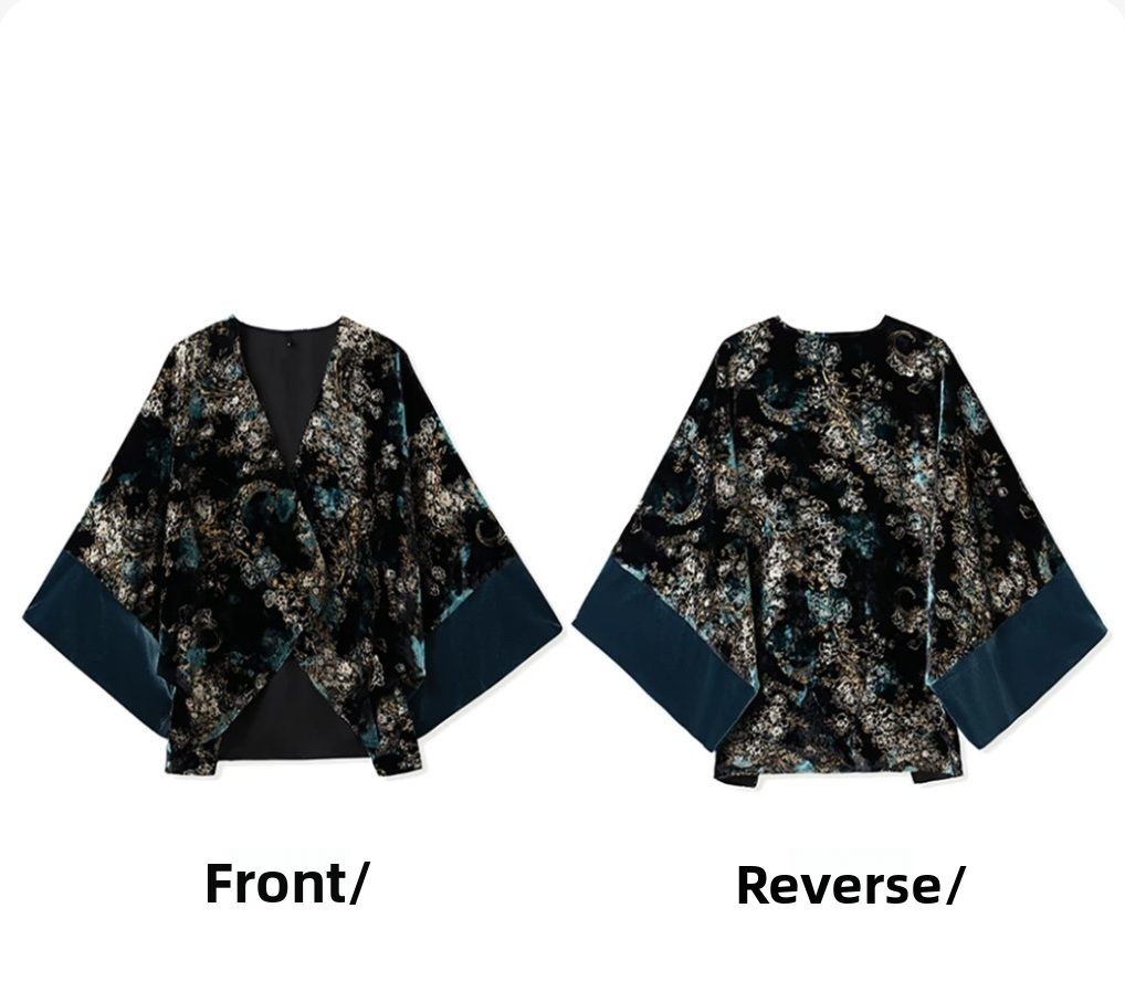 Gold Velvet Embroidery Contrasting Coat High-end Jacket Elegant Blue Gold+patchwork Dress for Women's Clothing Spring Autumn