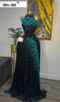 2026 Fall Women O-neck Sleeveless Print Mermaid Long Maxi Dress Cocktail Evening Birthday Beach Sexy Night Party Dresses