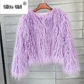 Solid Faux Fur Coats  Women Full Sleeve O-neck Open Stitch Covered Button Fur Jackets Winter Autumn Warm New Fashion