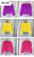 Solid Faux Fur Coats  Women Full Sleeve O-neck Open Stitch Covered Button Fur Jackets Winter Autumn Warm New Fashion