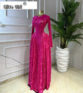 Women Lace Up O-neck Long Sleeve Big Swing A-line Maxi Dress 2026 Sexy Parties Education Vacation Long Dresses Vestidos