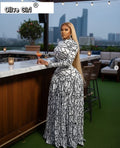 Women Full Sleeve Printed O-neck Maxi Long Dress 2026 Evening Birthday Vacation Sexy Party Club Vestidos Dresses