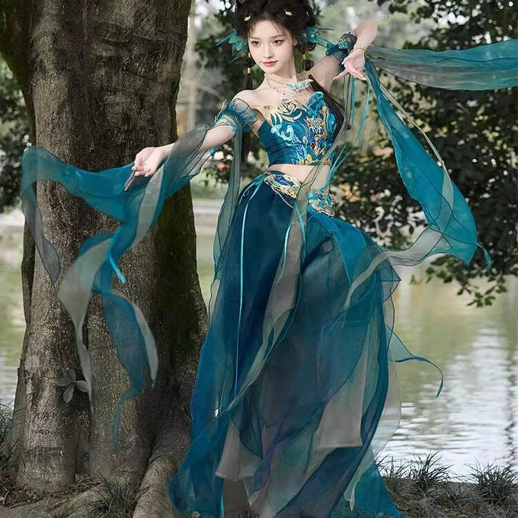 Hanfu Women's Fashion Waist Length Ru Skirt Tattered Sleeves Hanfu Dunhuang Exotic Style Han Elements Improve National Style