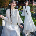 Oriental Classical Hanfu Top Stand-up Collar Embroidery with Improved Retro Skirt Two-piece Suit Women's Clothing