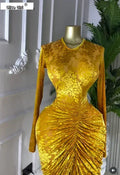 Women Velvet Ruched Stacked Long Sleeve Bodycon Midi Maxi Dress 2026 Street Party Sexy Vacation Long Dresses Vestidos