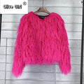 Solid Faux Fur Coats  Women Full Sleeve O-neck Open Stitch Covered Button Fur Jackets Winter Autumn Warm New Fashion