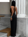 Hooded Backless Dress Women Hipster Elegant Summer Trend Sleeveless Deep V-Neck Maxi Bodycon Streetwear Vestidos
