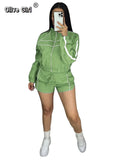 Women's Set Long Sleeve Jacket + Shorts Suit 2025 Summer Streetwear Active Slim Sporty Two 2 Piece Set Outfit Tracksuit