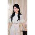 Printed Sleeveless Qipao Dress+lace Shawl Atmosphere Set for Women's Clothing